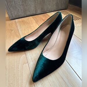 J Crew Velvet Avery Block Heel